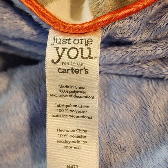 Just One You Carter's baby blanket gray white stripes monkey giraffe rhino blue - Picture 4 of 5